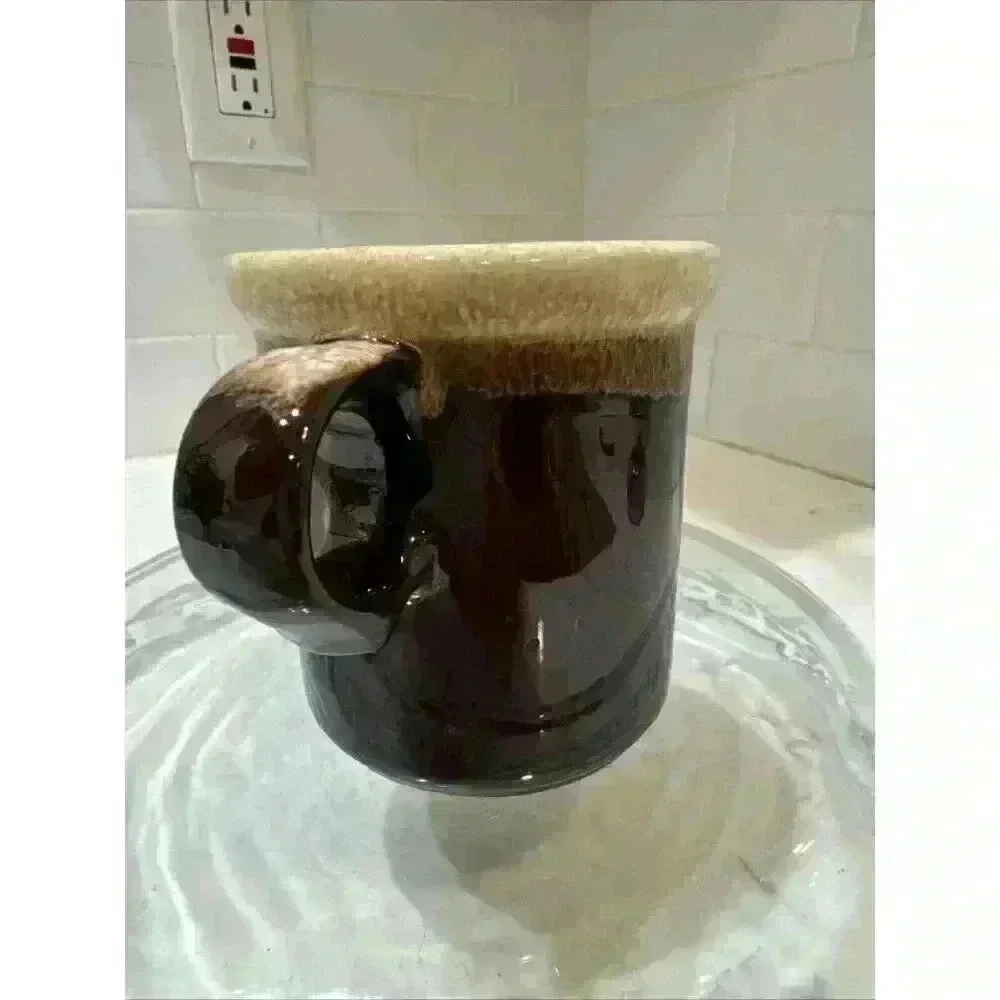 Vintage McCoy USA Brown Drip Glaze Coffee Mug Cup